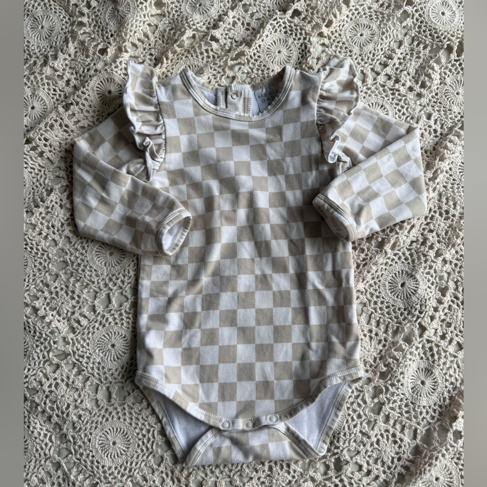 Mebie Baby Checkered Ruffle Onesie